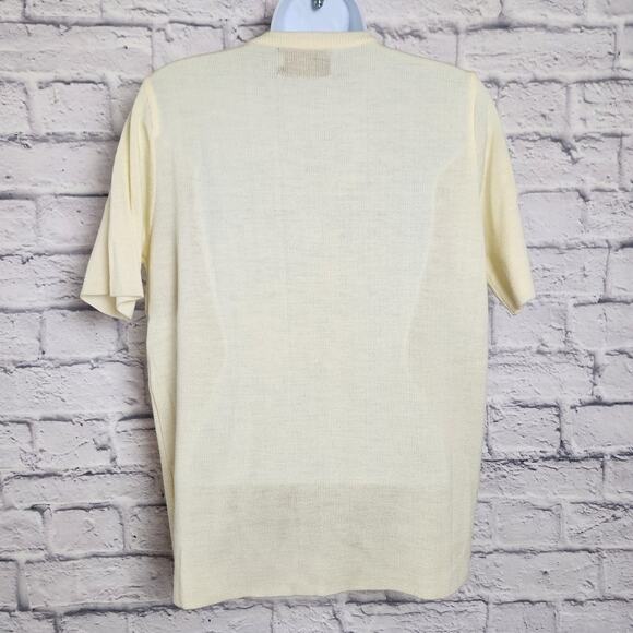 Vintage Bonnie Lee by Leroy Sweater Women Size 40 Yellow Floral Embroider V Neck - Picture 2 of 8